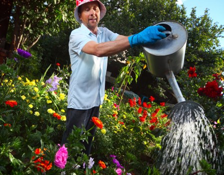 Landscaper using controlled handling practices on site